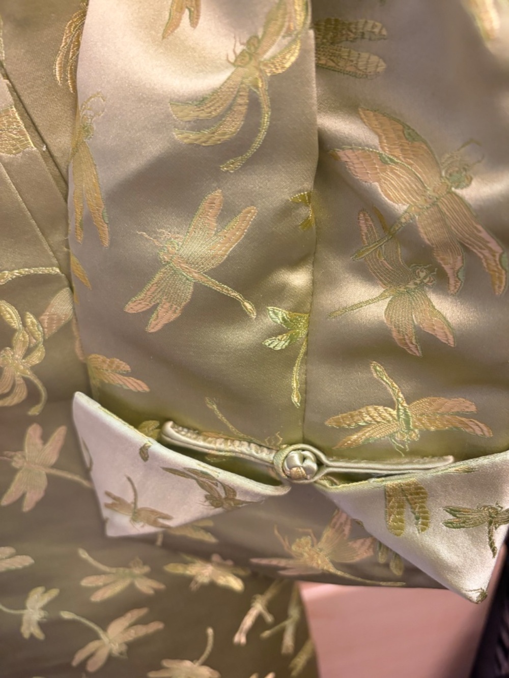 Asian Image Silk Brocade W/Dragonflies Jacket Mandarin Style Small - Picture 5 of 10